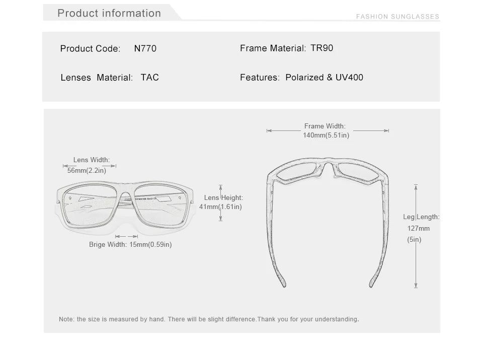 KINGSEVEN Polarized Square UV400 Sunglasses - N770F