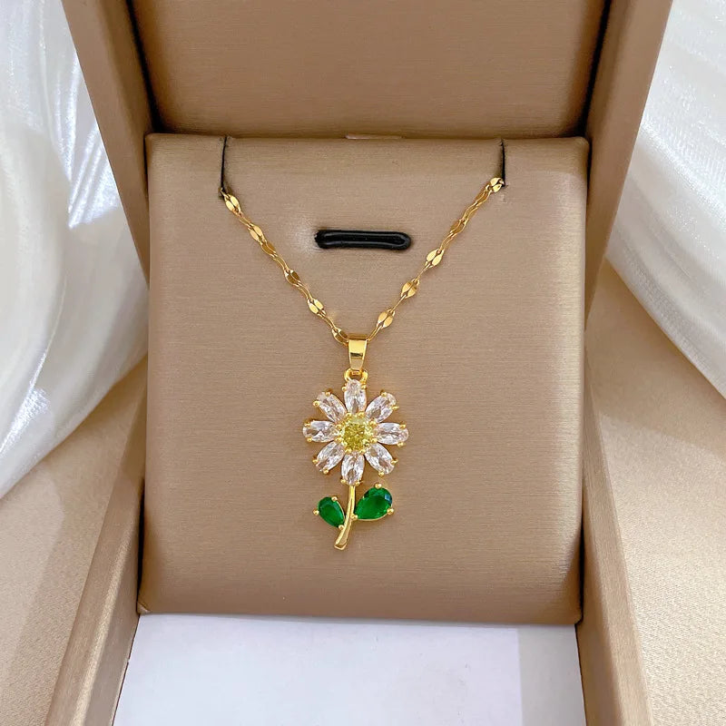 Leaf-Flower-Necklace-and-Earrings-Set