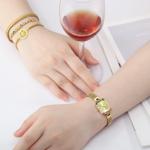 Women_s_Gold_Rectangle_Quartz_Watch_Bracelet_Jewelry_Set