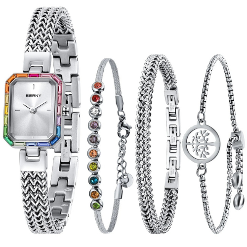 Women_s_Gold_Rectangle_Quartz_Watch_Bracelet_Jewelry_Set