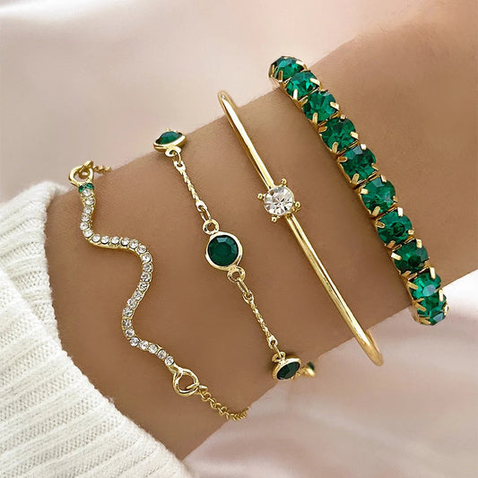 Fashion-Green-Gemstone-Bangle-Rhinestone