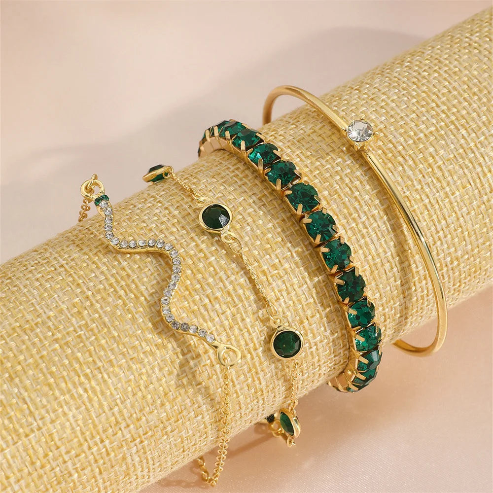 Fashion-Green-Gemstone-Bangle-Rhinestone