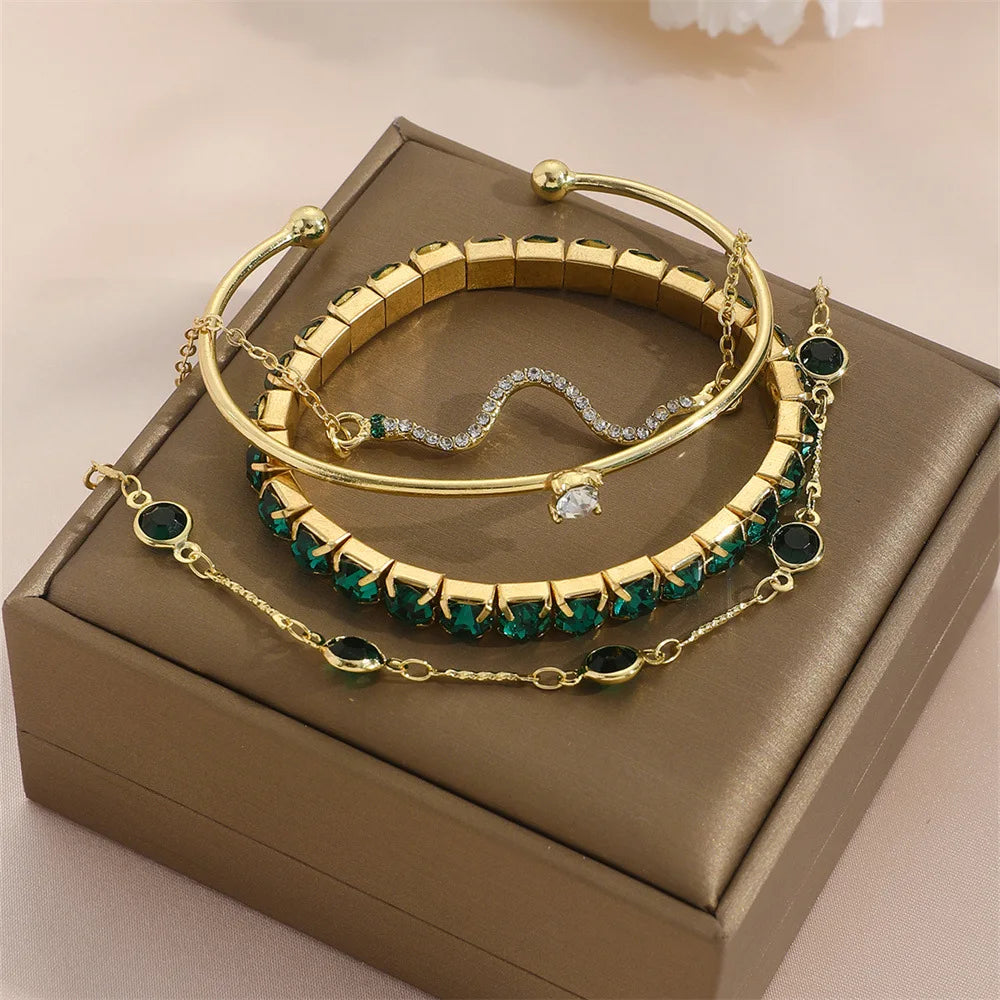 Fashion-Green-Gemstone-Bangle-Rhinestone