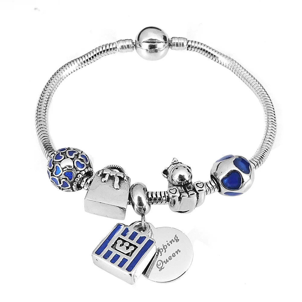 Princess-Stainless-Steel-Charm-Bracelets-Set