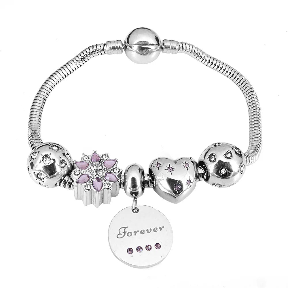 Princess-Stainless-Steel-Charm-Bracelets-Set