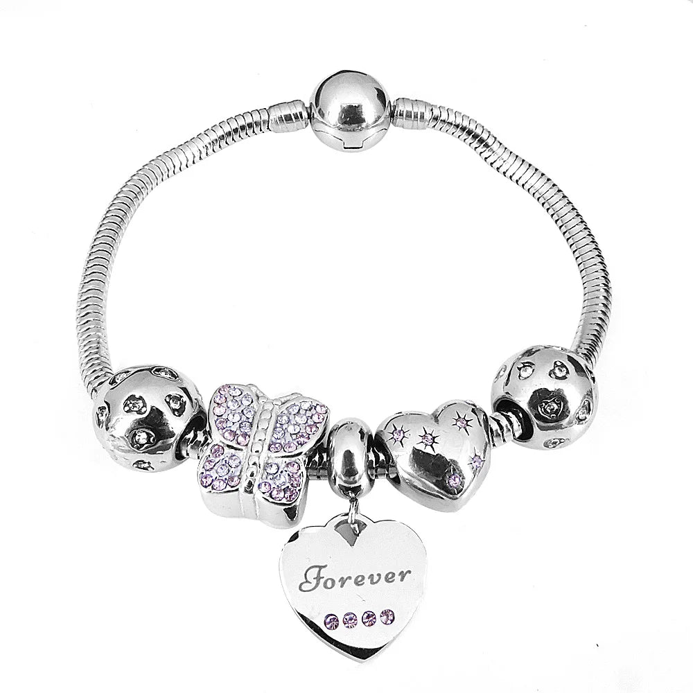 Princess-Stainless-Steel-Charm-Bracelets-Set