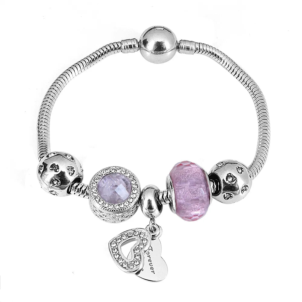 Princess-Stainless-Steel-Charm-Bracelets-Set