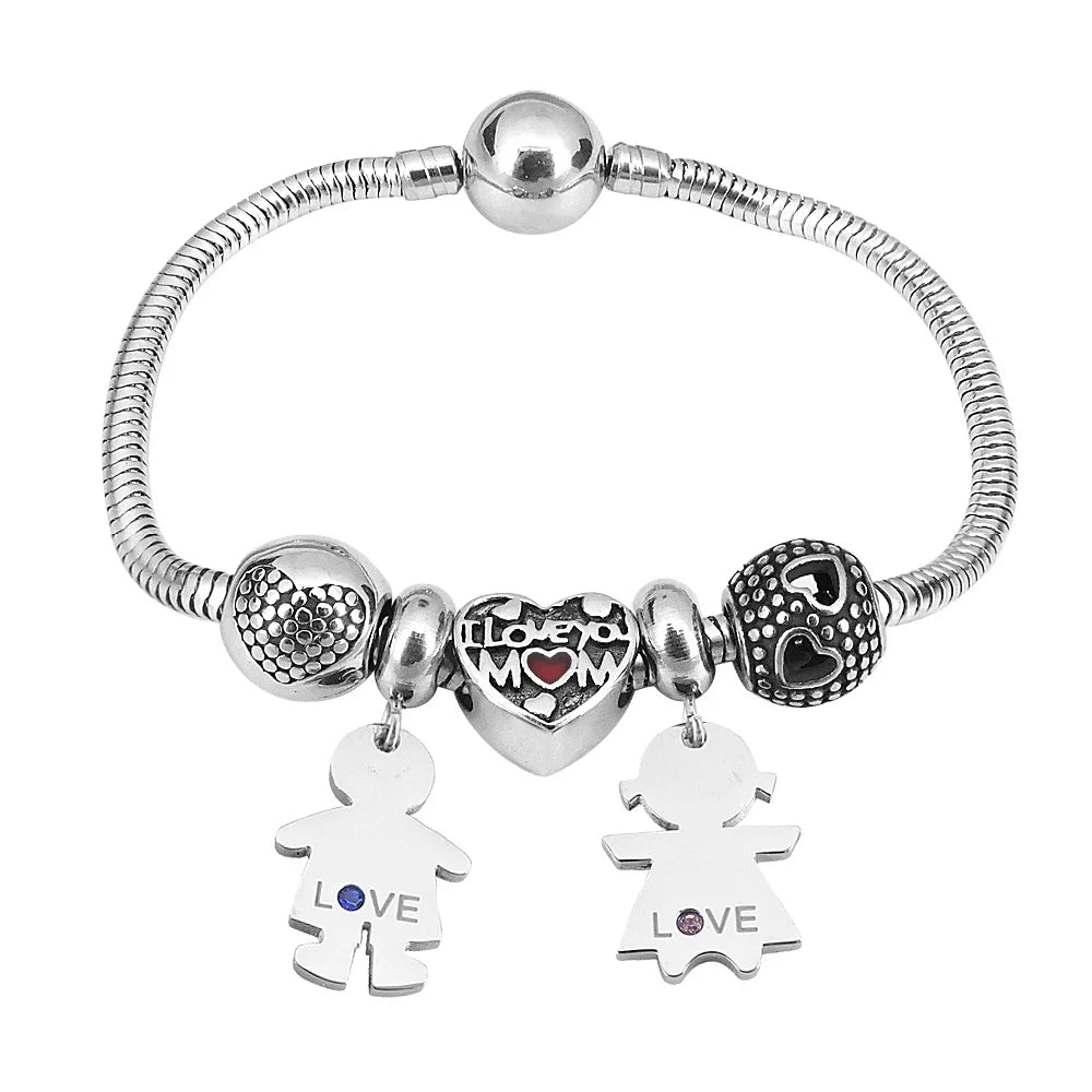 Princess-Stainless-Steel-Charm-Bracelets-Set