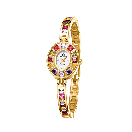 UTHAI Women's Luxury Gold Gradient Rainbow Watch