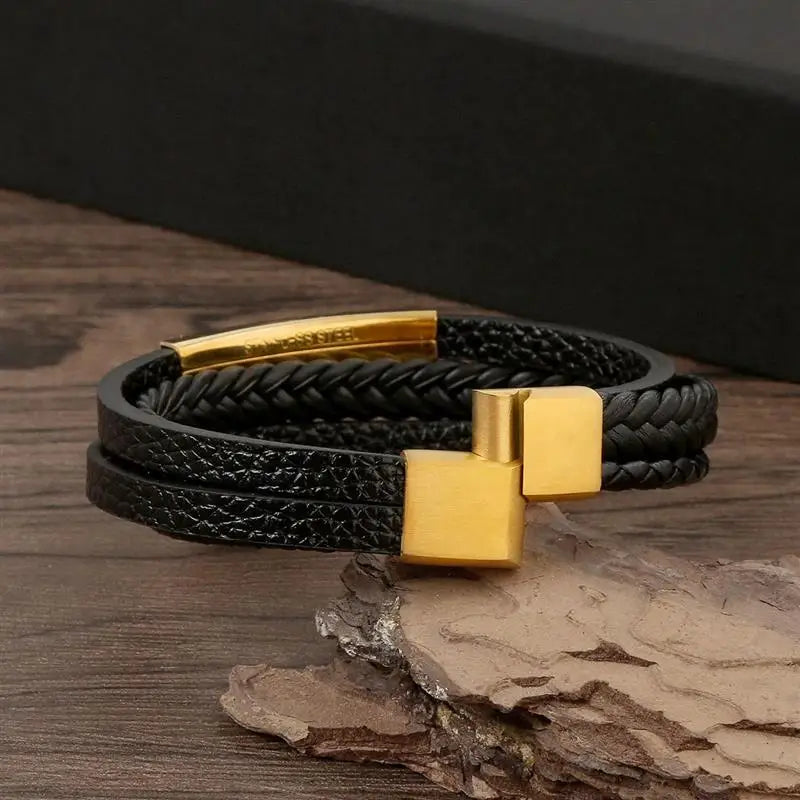 Multi-layer Classic Men's Leather Bracelet Hand-woven