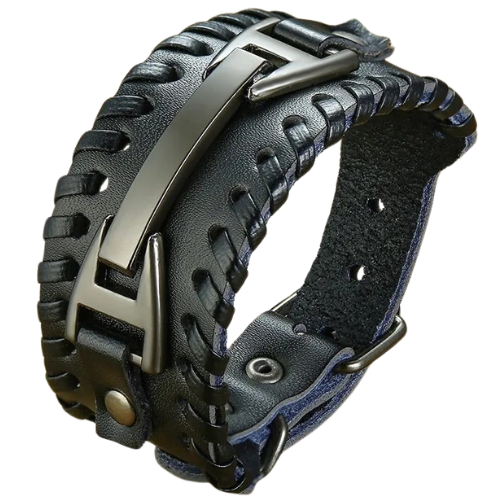 Wide Genuine Leather Bracelet for Men