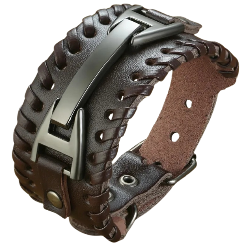 Wide Genuine Leather Bracelet for Men